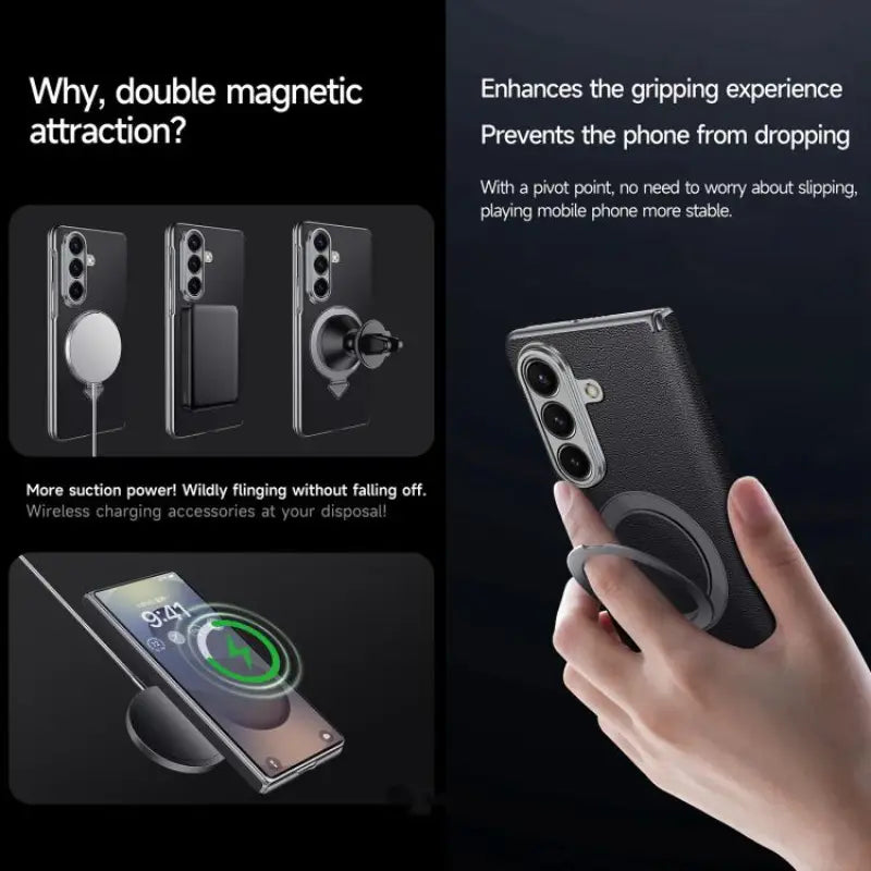 Galaxy Z Fold7 Infinity Luxe Leather Kickstand Case