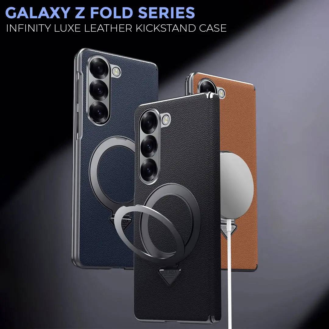 Galaxy Z Fold7 Infinity Luxe Leather Kickstand Case