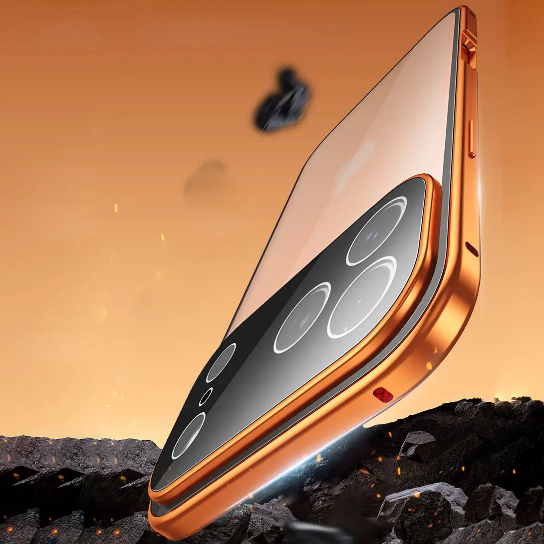Dual Core Magnetic Shield Glass Case For iPhone