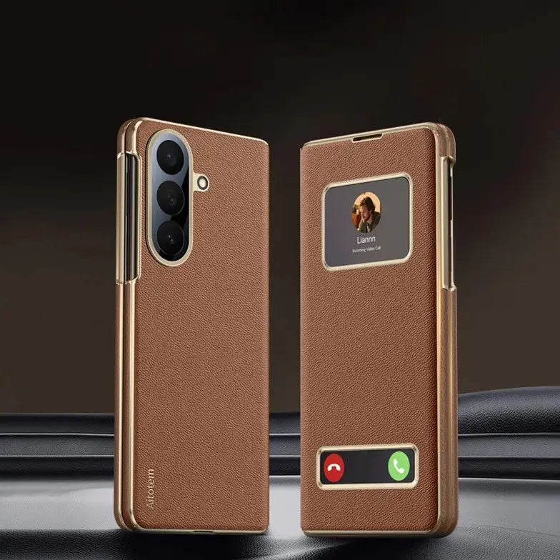 Galaxy Z Fold Series Prestige Smart Window Leather Case