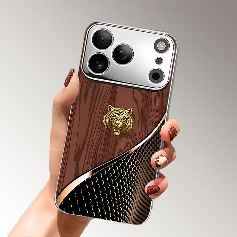 Golden Tiger Wood Grain Glass Case