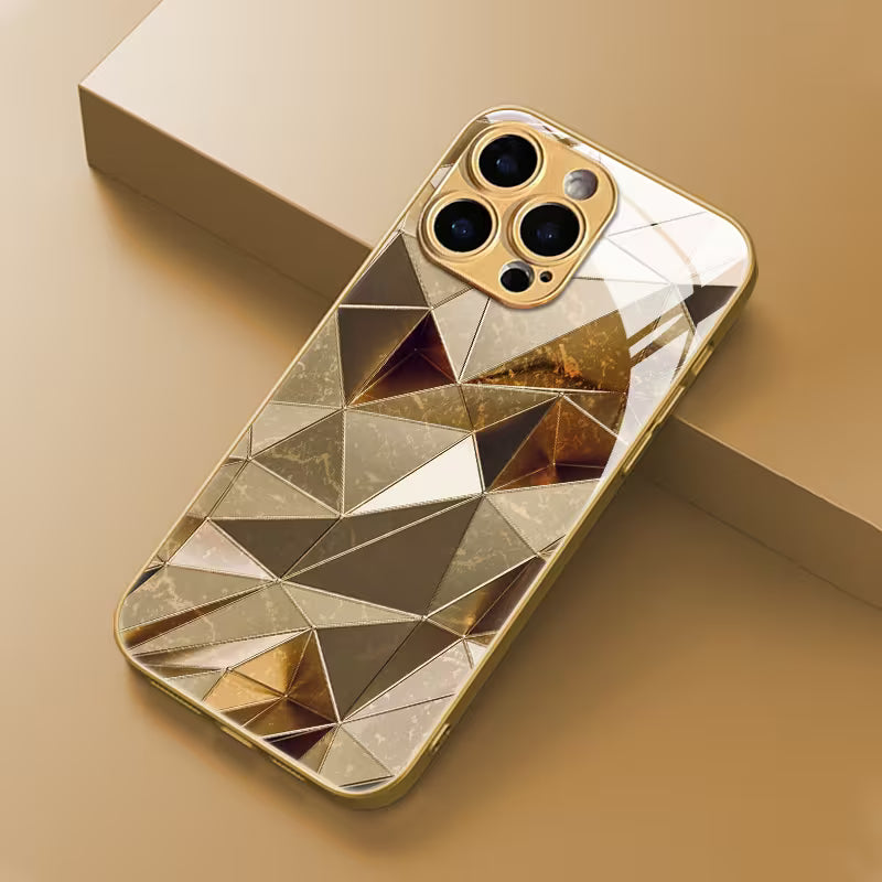 Metallic Diamond Pattern Glass Case
