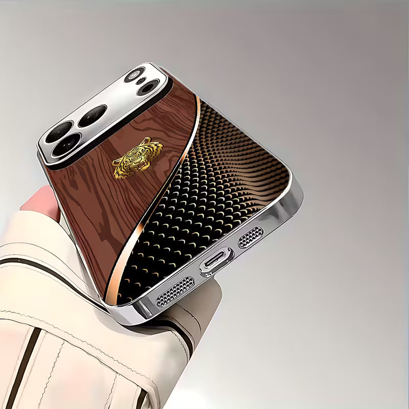 Golden Tiger Wood Grain Glass Case