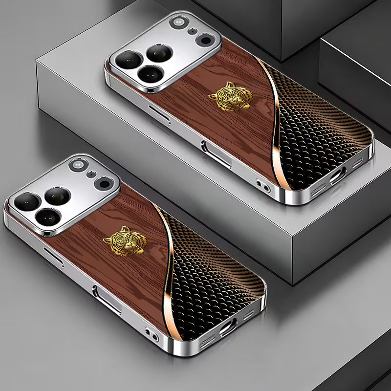 Golden Tiger Wood Grain Glass Case