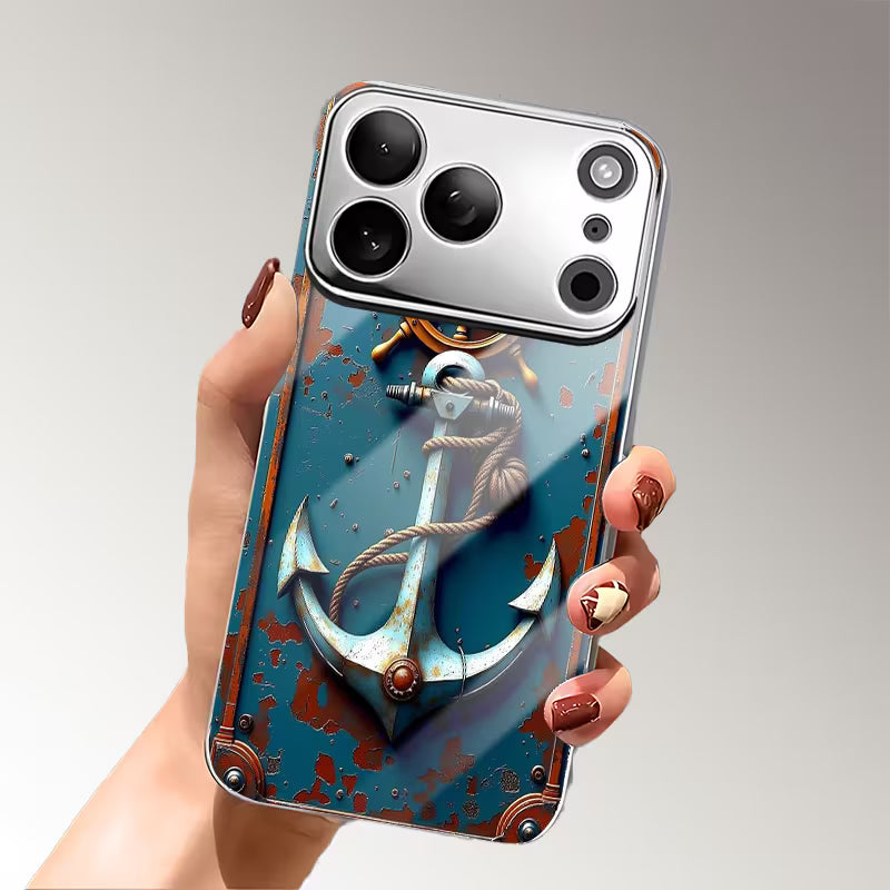 Vintage Anchor Ship Wheel Electroplated Glass Case