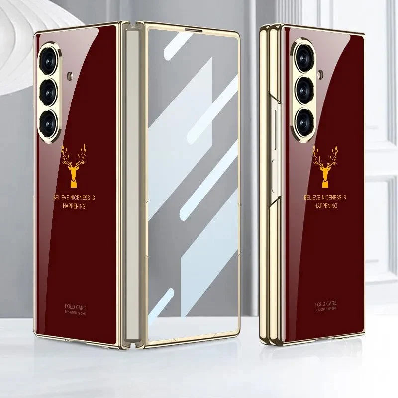 Galaxy Z Fold 7 Deer Pattern Glass Case