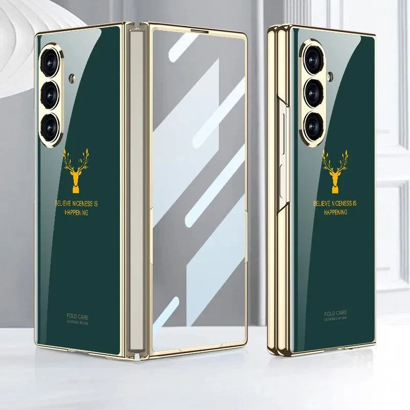 Galaxy Z Fold 7 Deer Pattern Glass Case