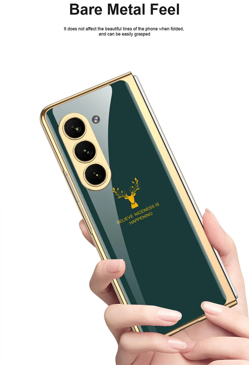 Galaxy Z Fold 7 Deer Pattern Glass Case
