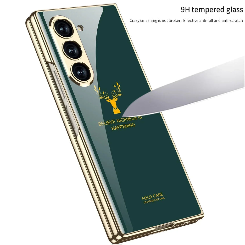 Galaxy Z Fold 7 Deer Pattern Glass Case