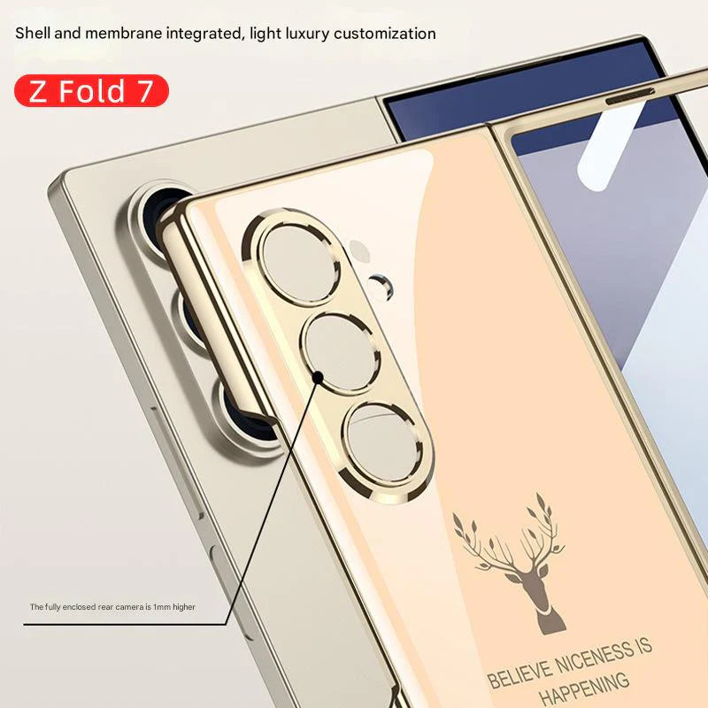 Galaxy Z Fold 7 Deer Pattern Glass Case
