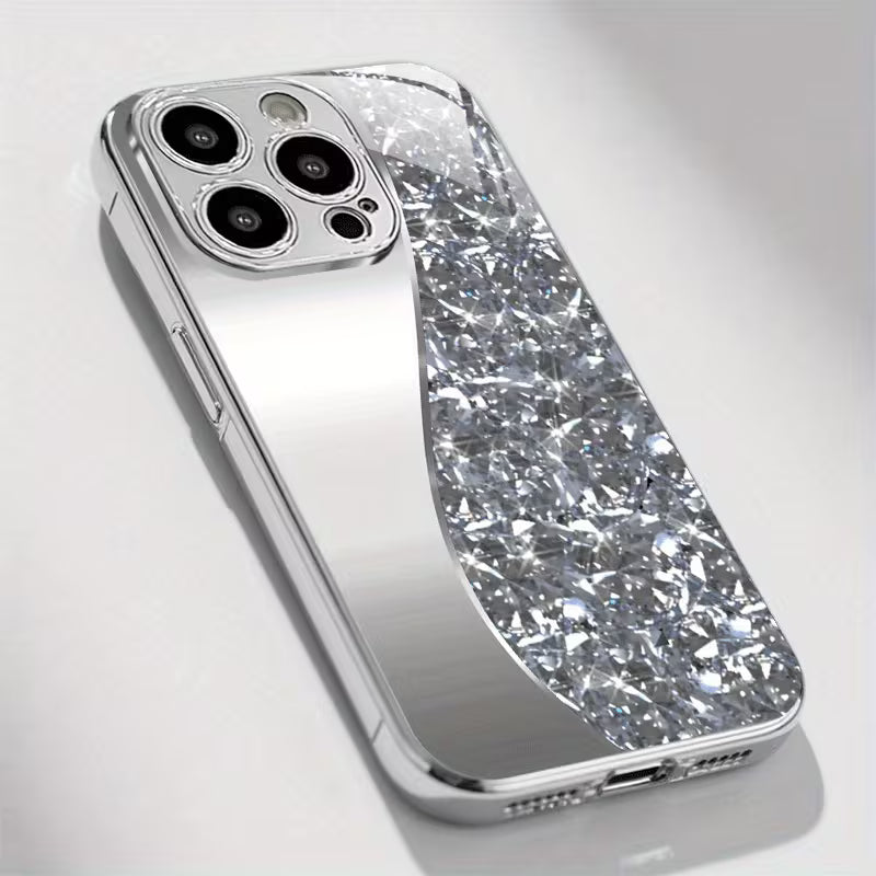 Silver Curved Gemstone Pattern Glass Case